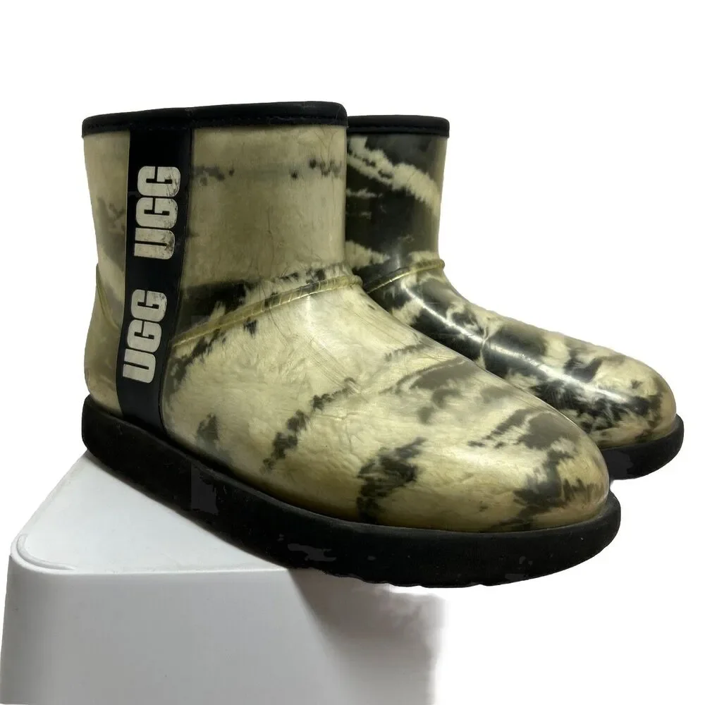 🔥UGG Classic Clear Women's Round Toe Waterproof Slip On Ankle Rain Snow Boots 7